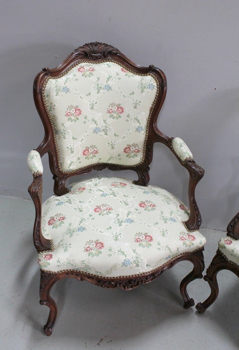 Pair Of Louis XV Cabriolet Armchairs With Queen 19th Century photo furniture