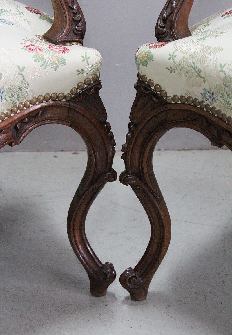 5320.98 Pair Of Louis XV Cabriolet Armchairs With Queen 19th Century photo