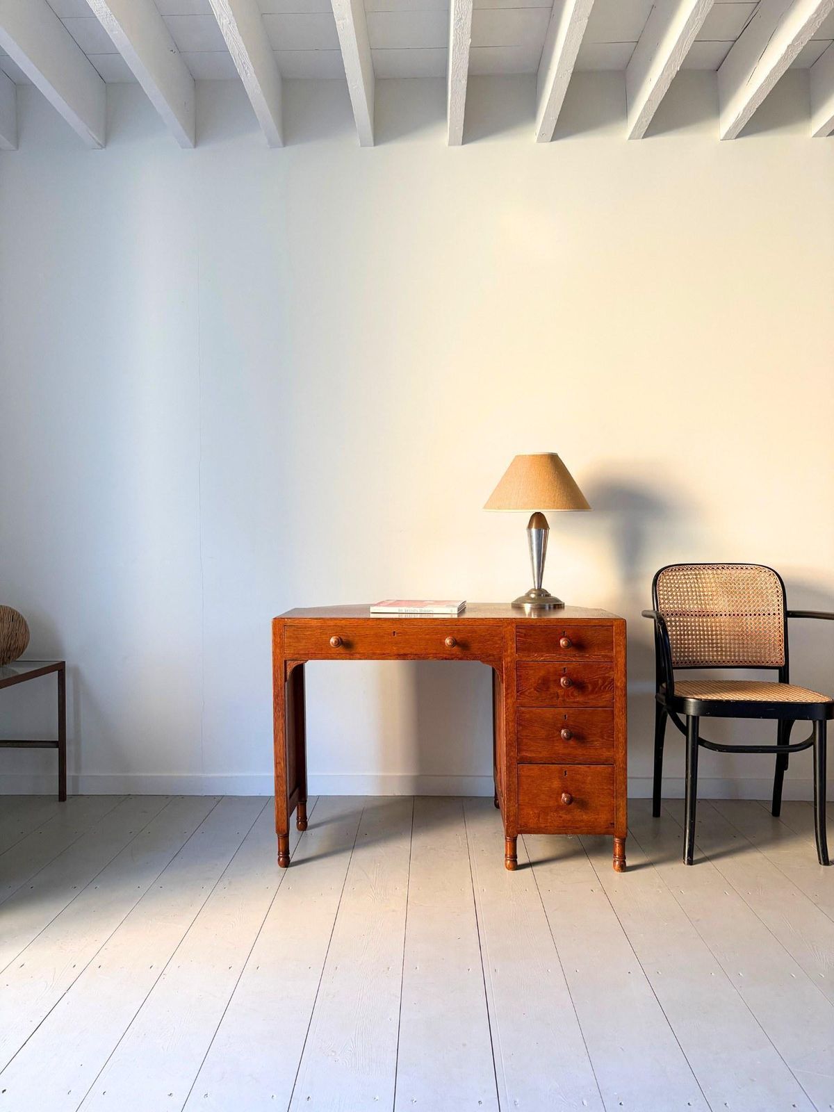 Art Deco Oak Desk By Heals Of London, 1930s