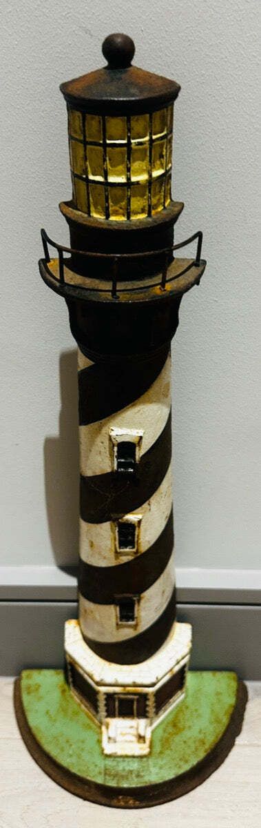 Circa 1920s Art Deco Cape Hatteras North Carolina Lighthouse Cast Iron Doorstop photo Home Fixtures