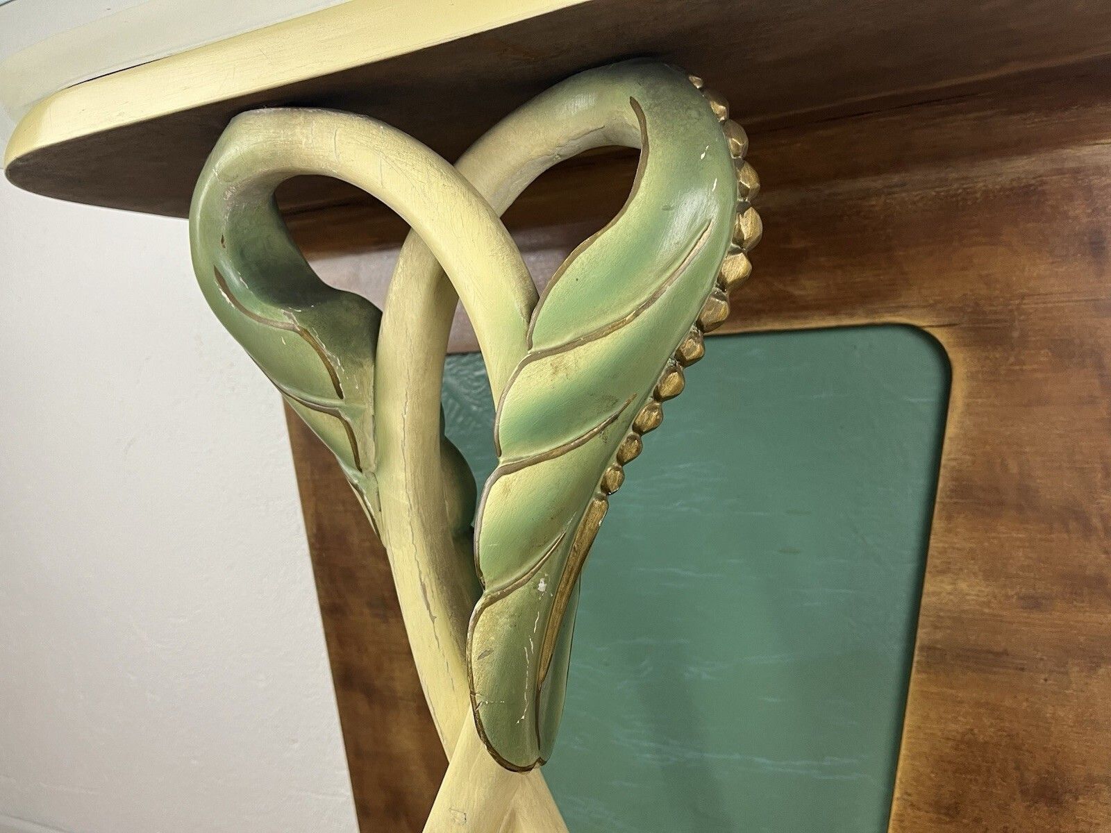 Furniture Vintage 1940s Wood And Glass Console Table With Leaves photo