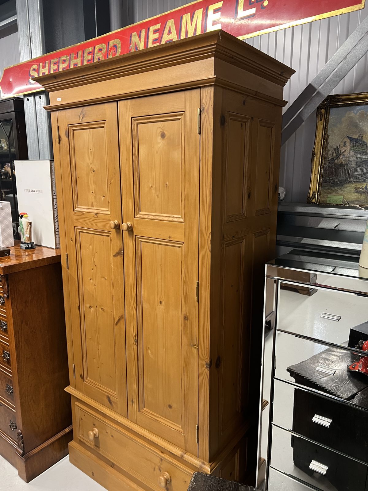 Pine Double Wardrobe With Drawer Underneath photo furniture