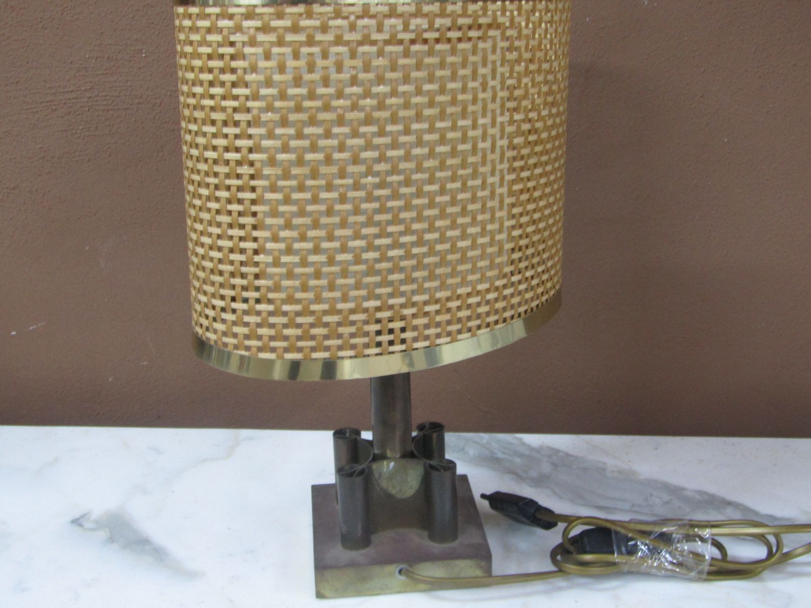 Abat Jours In Brass And Vimini photo vinterior