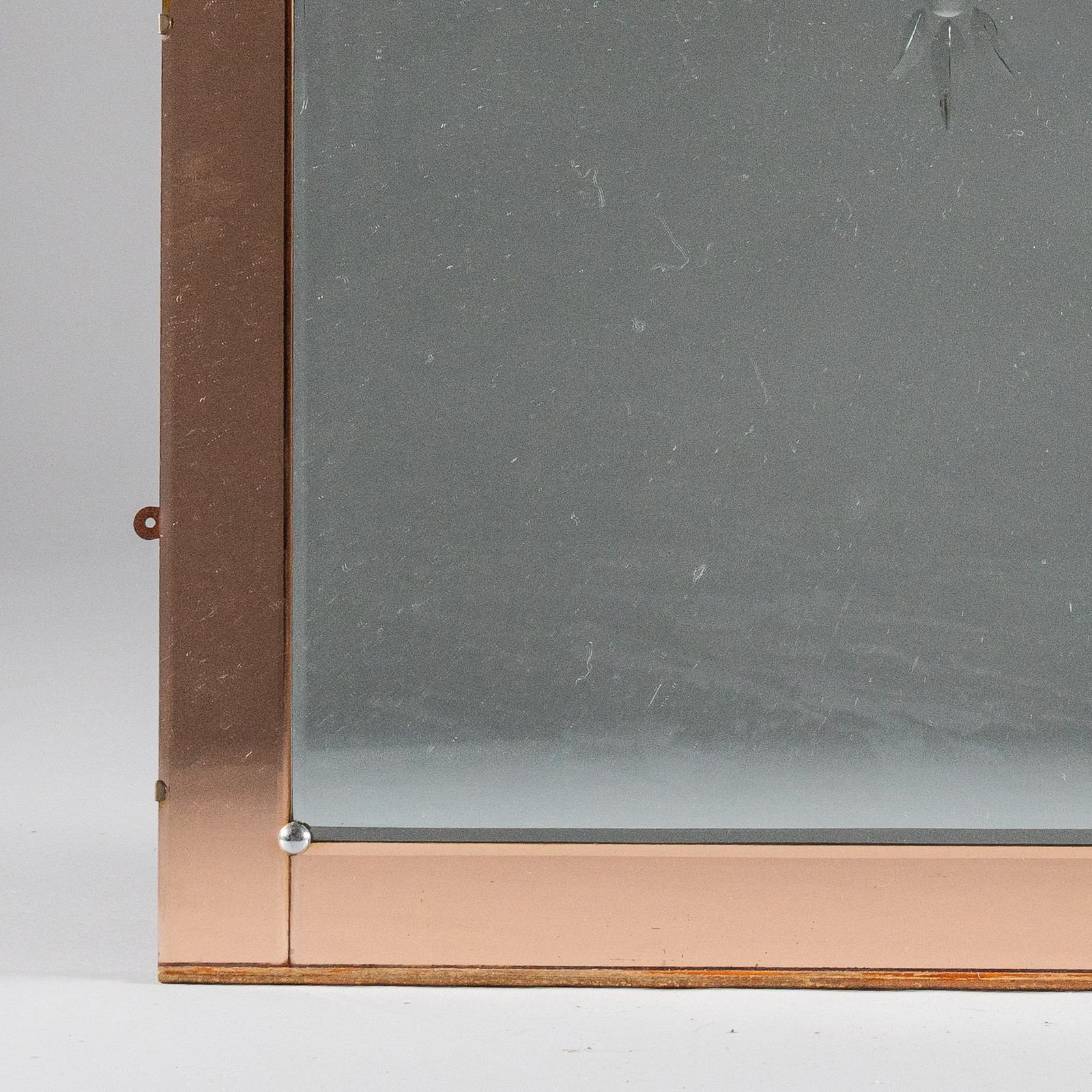English Art Deco Peach Coloured Overmantle Mirror photo for sale
