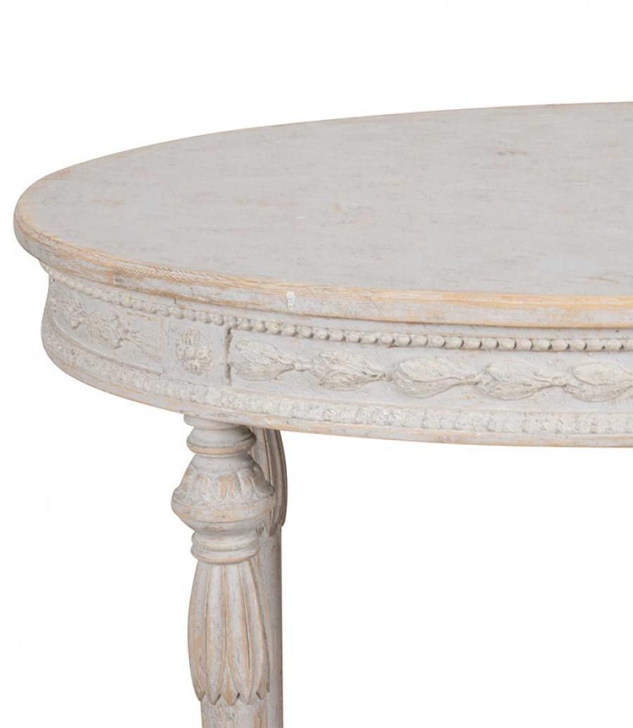 20th Century Swedish Gustavian Style Oval Table With Carved Decorative Detailing photo furniture