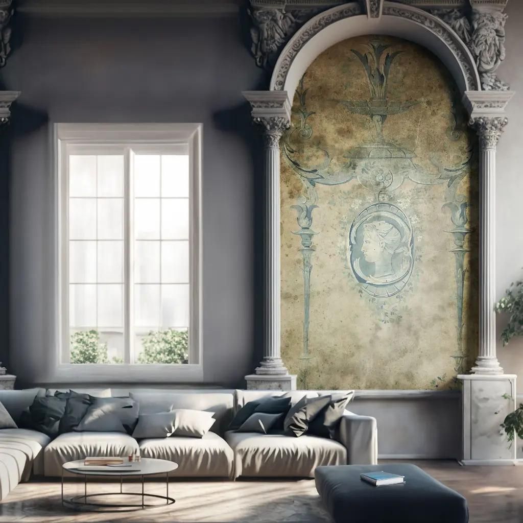 19th Century Style Blue Panoramic On Aged Paper Mounted On Canvas N°2 photo 1361.0