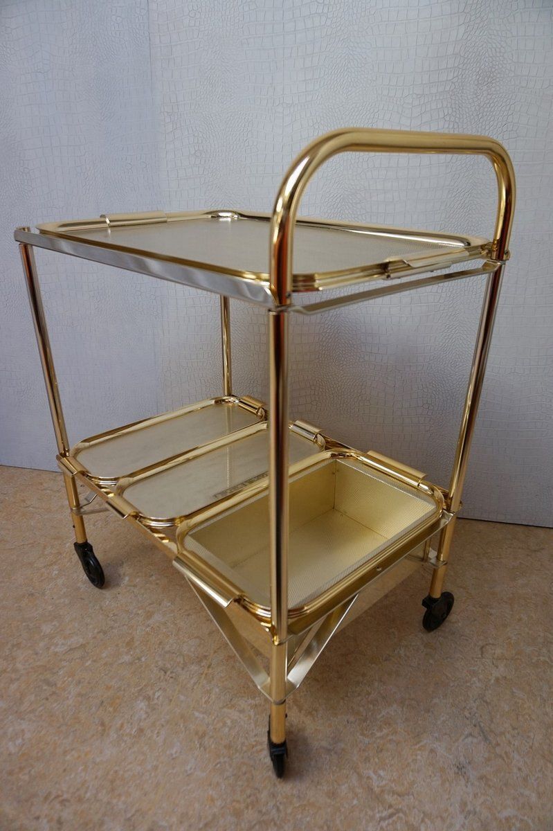 Vintage Hollywood Regency Gold Bar Cart, 1960s