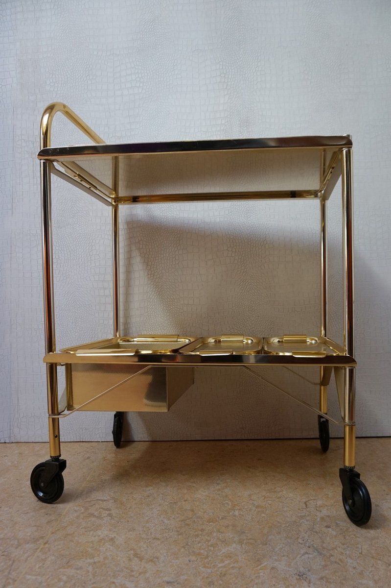 Vintage Hollywood Regency Gold Bar Cart, 1960s photo buy