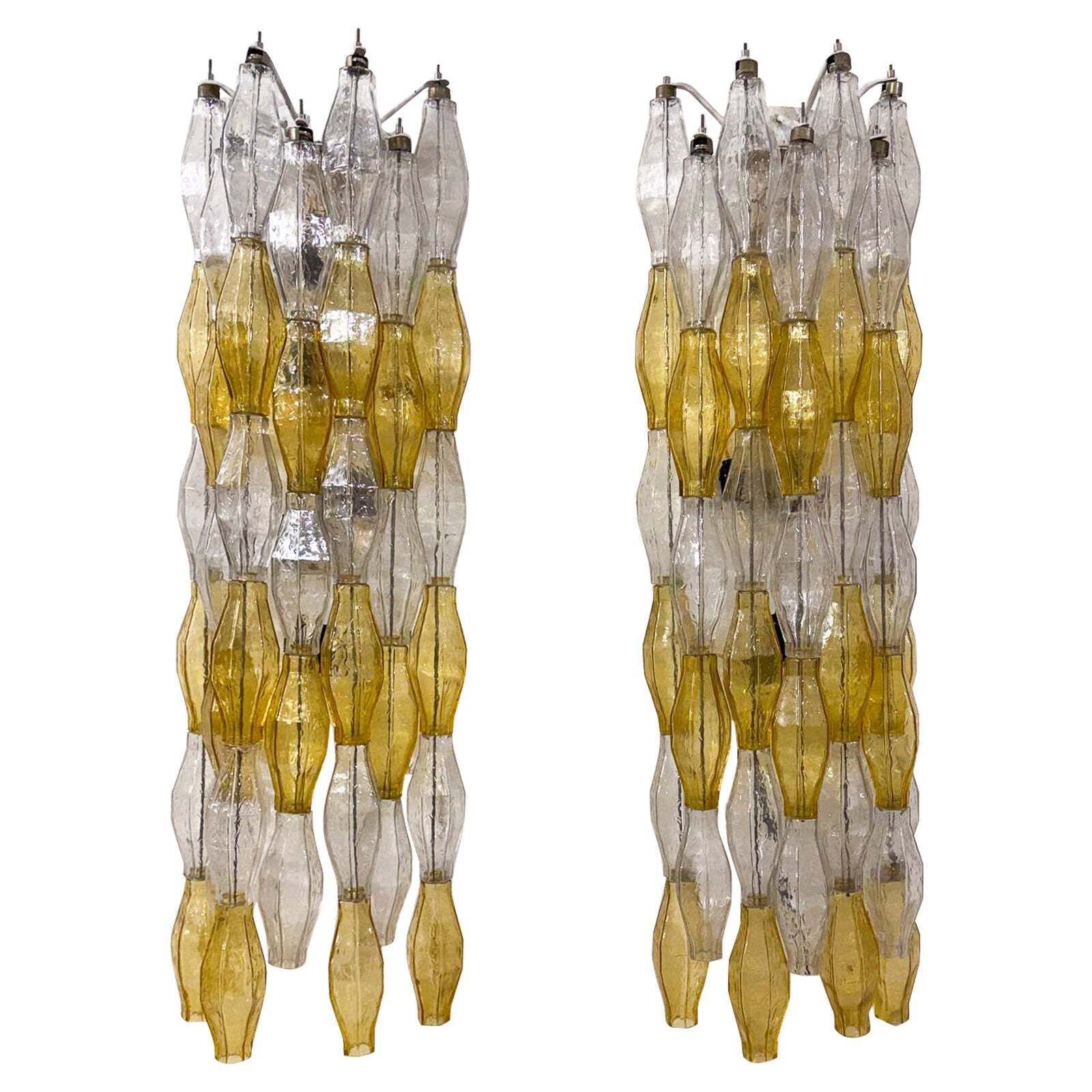 Pair Of Murano Glass "Poliedri" Wall Sconces By Carlo Scarpa For Venini, 1960s