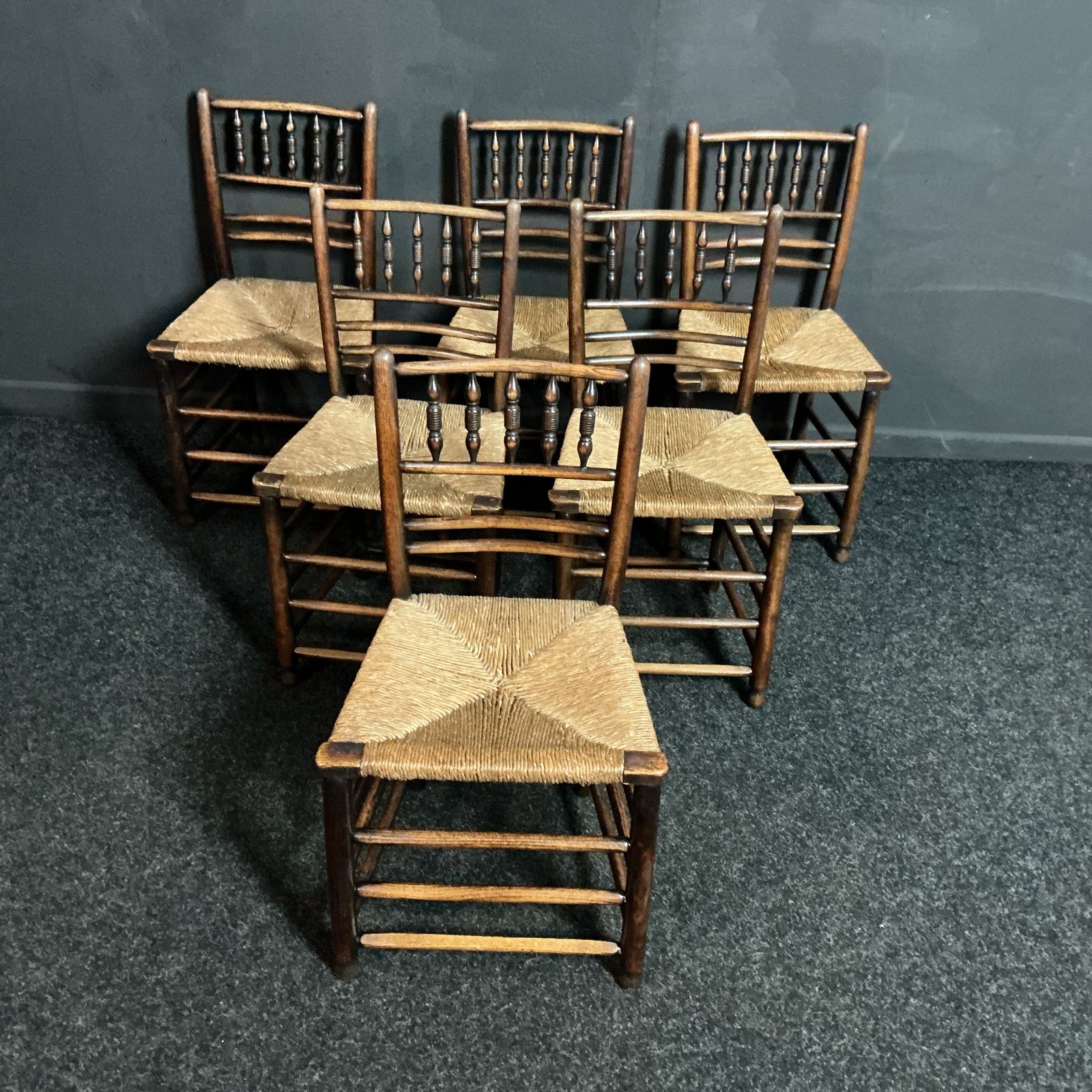 Set Of Antique Ash Country Chairs