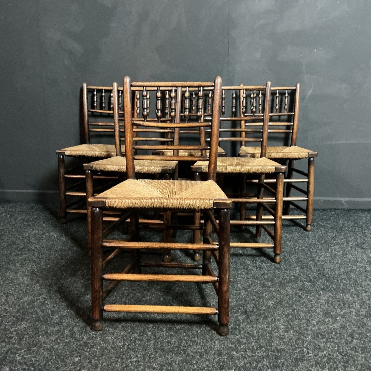 Set Of Antique Ash Country Chairs photo buy