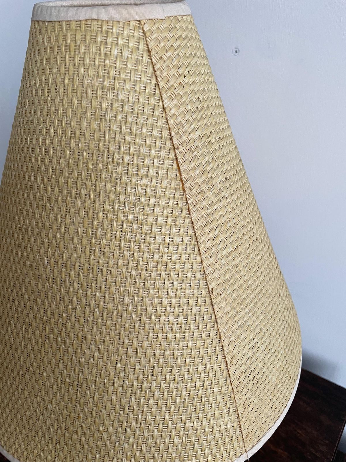 Vintage Mid Century West German Ceramic Lamp And Woven Cream Shade photo 125.0