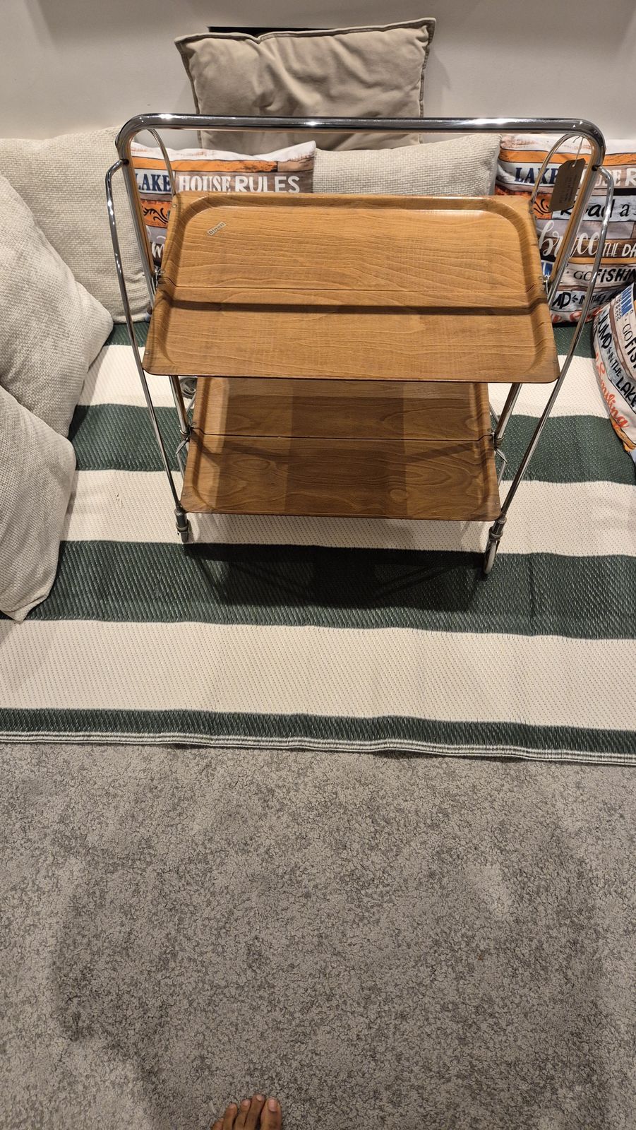 199.0 Retro Bremshey & Co Dinette German Chrome Two Tier Folding Serving Trolley   Mid 20th Century photo