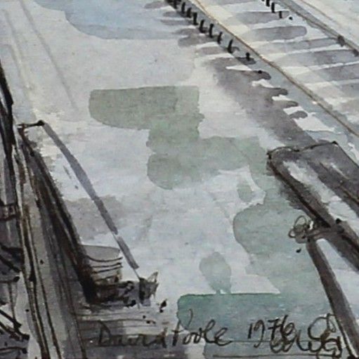 Watercolour By David Poole. Titled "Sunset, Thorpe Station Approaches, Norwich." photo for sale