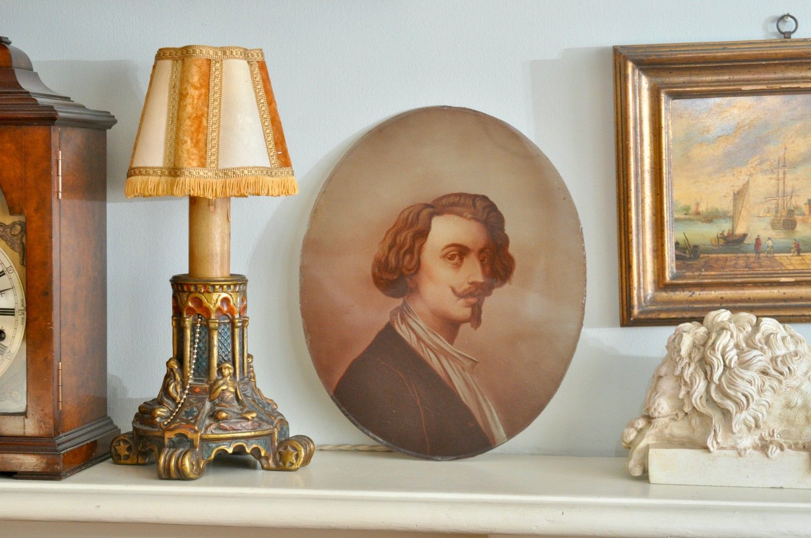 A Superb Antique C19th Reverse Glass Painted Portrait Of Sir Anthony Van Dyck photo Art