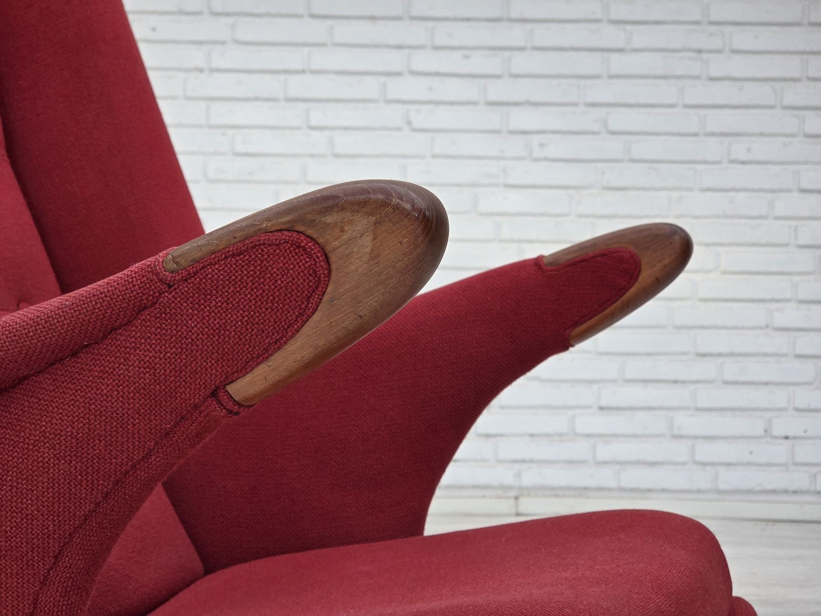 1970s, Danish Design By Bent Møller Jepsen, "Teddy" Chair, Furniture Wool, Teak Wood. photo furniture