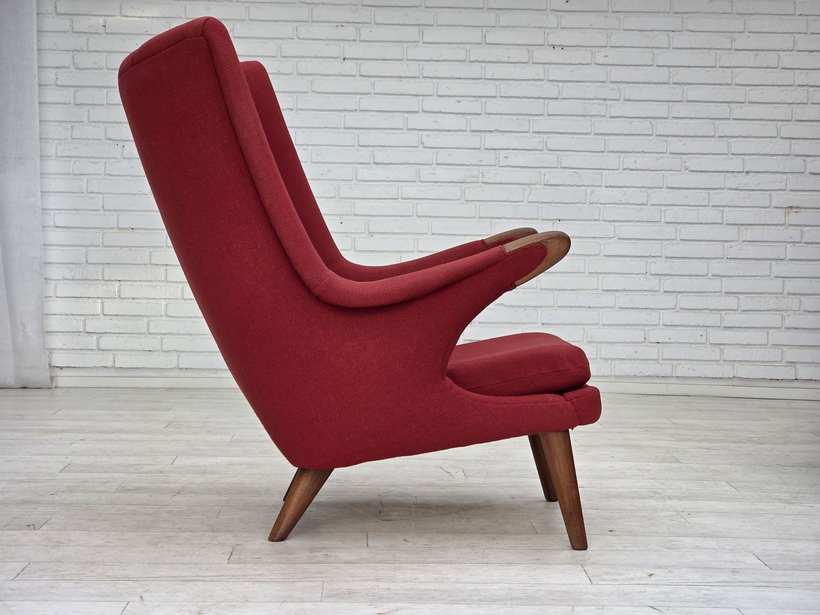 1970s, Danish Design By Bent Møller Jepsen, "Teddy" Chair, Furniture Wool, Teak Wood. photo buy