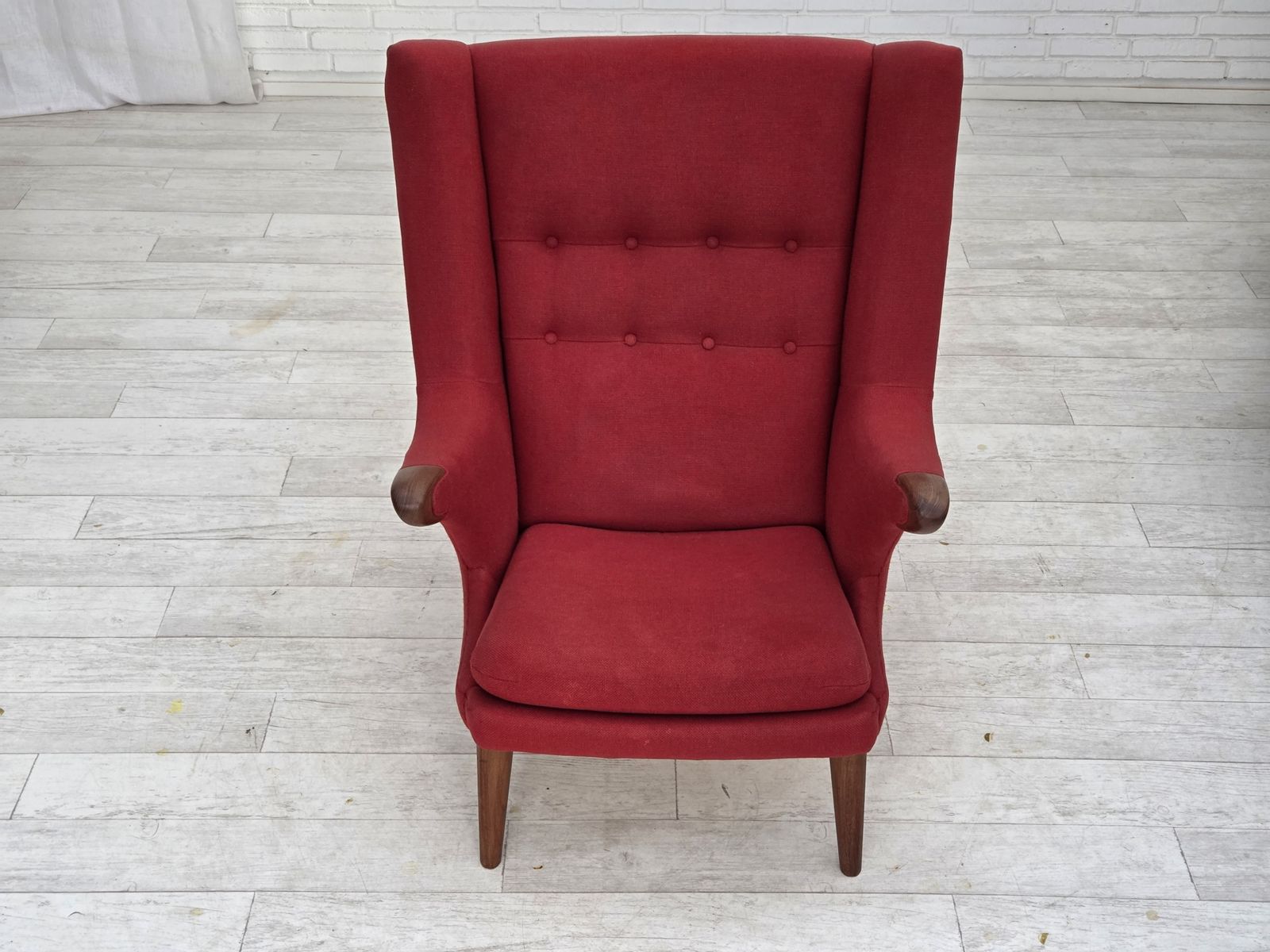 3350.0 1970s, Danish Design By Bent Møller Jepsen, "Teddy" Chair, Furniture Wool, Teak Wood. photo