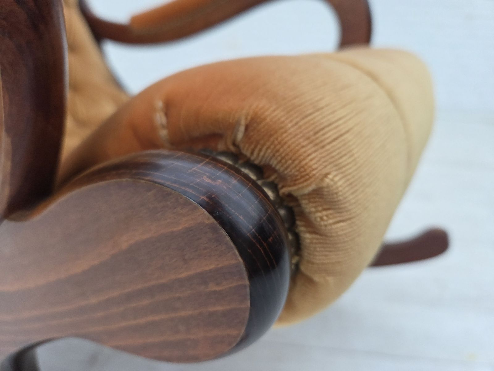 1960s, Scandinavian Rocking Chair, Furniture Velour, Dark Beech Wood. photo 1270.0