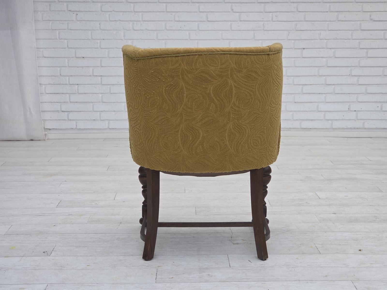 photo furniture 1950s, Danish Lounge Chair, Green Furniture Velour/Wool, Dark Oak Wood.