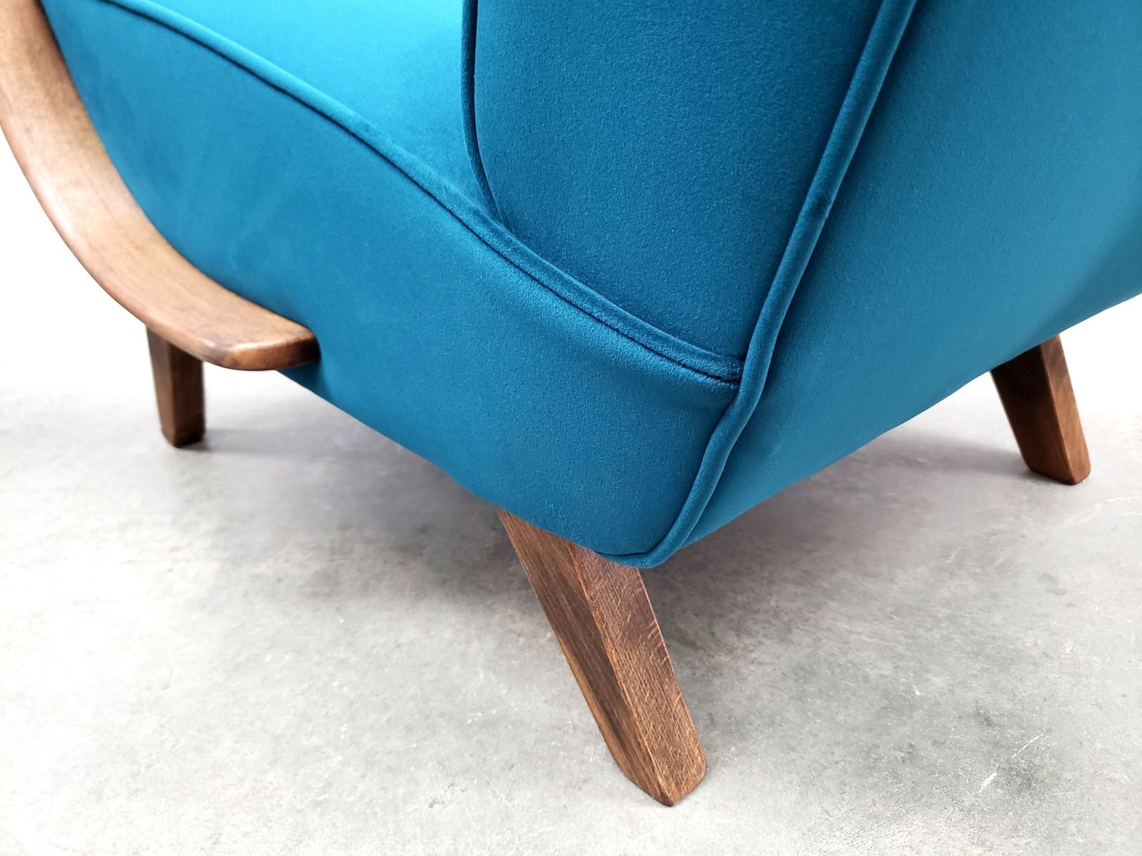 photo for sale 1930 Jindrich Halabala Bentwood Armchairs, Luxury Teal Velvet