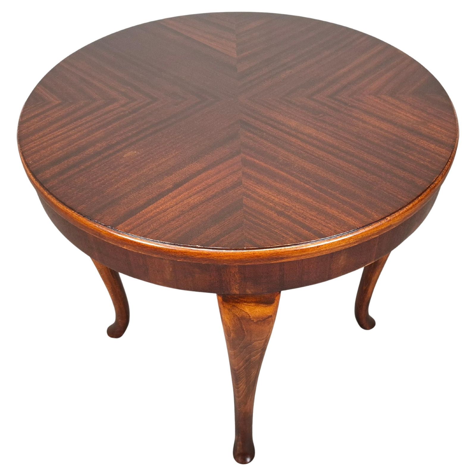 1930s Czechoslovak Art Deco Round Table In Wood And Veneer