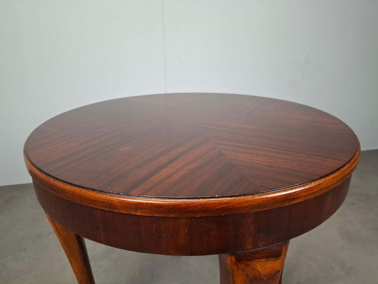 photo for sale 1930s Czechoslovak Art Deco Round Table In Wood And Veneer