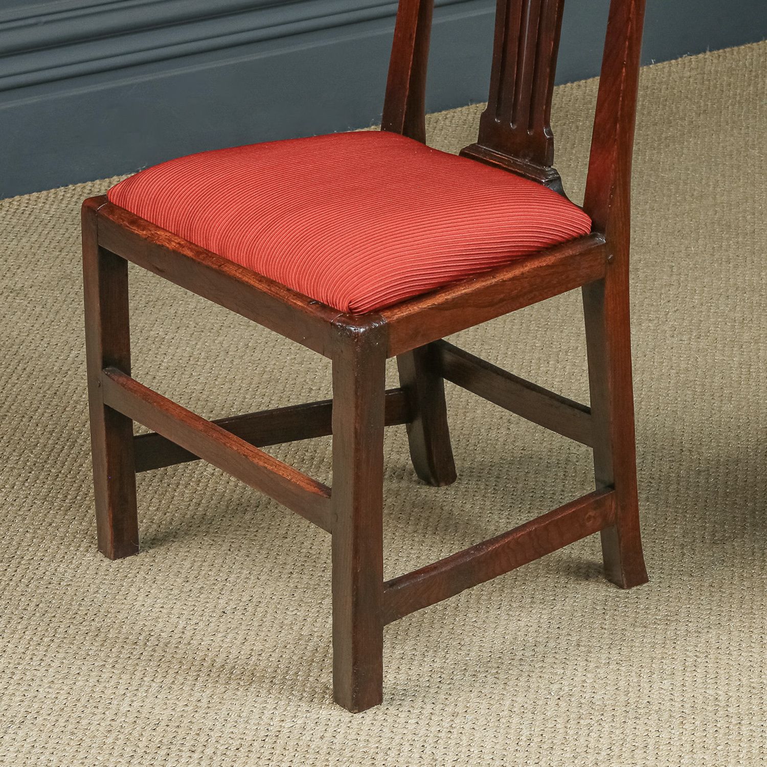 photo furniture English Pair / Two Georgian Chippendale Country Elm Office Desk Dining Chairs (Circa 1780)