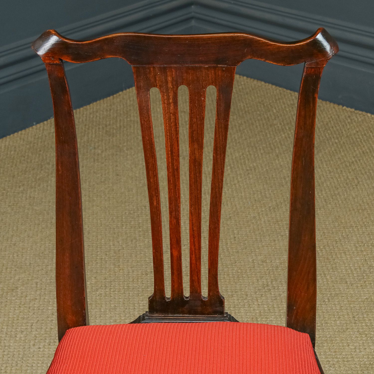 photo for sale English Pair / Two Georgian Chippendale Country Elm Office Desk Dining Chairs (Circa 1780)