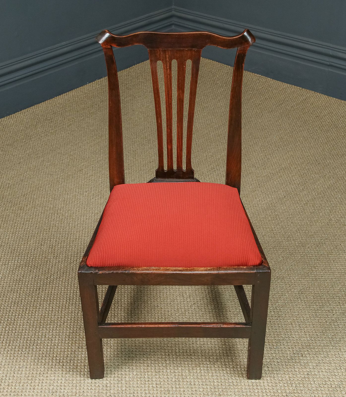 photo buy English Pair / Two Georgian Chippendale Country Elm Office Desk Dining Chairs (Circa 1780)