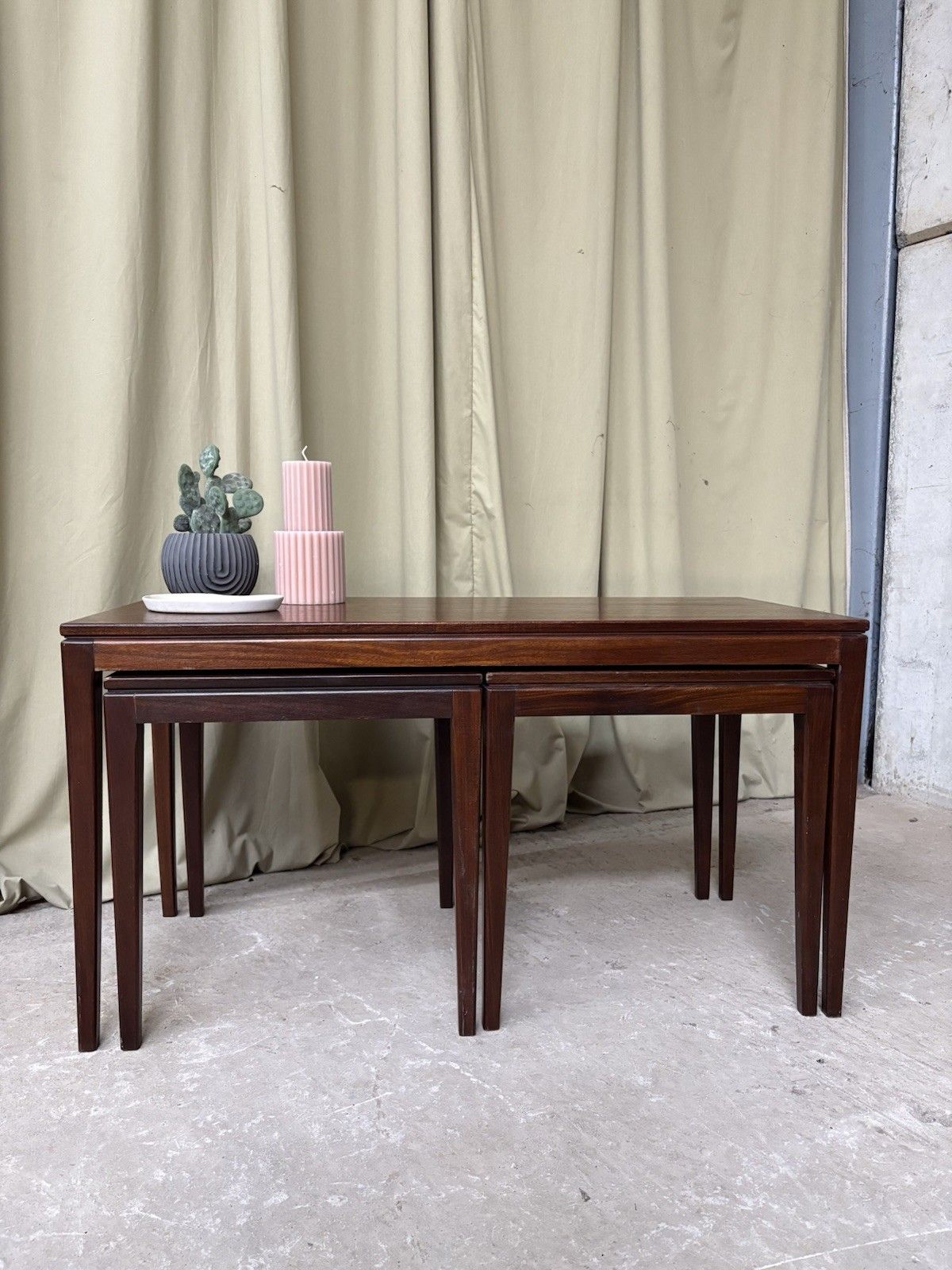 Vtg Mid Century Teak Nest Of Side Tables Scandi Danish Style Retro R1019
