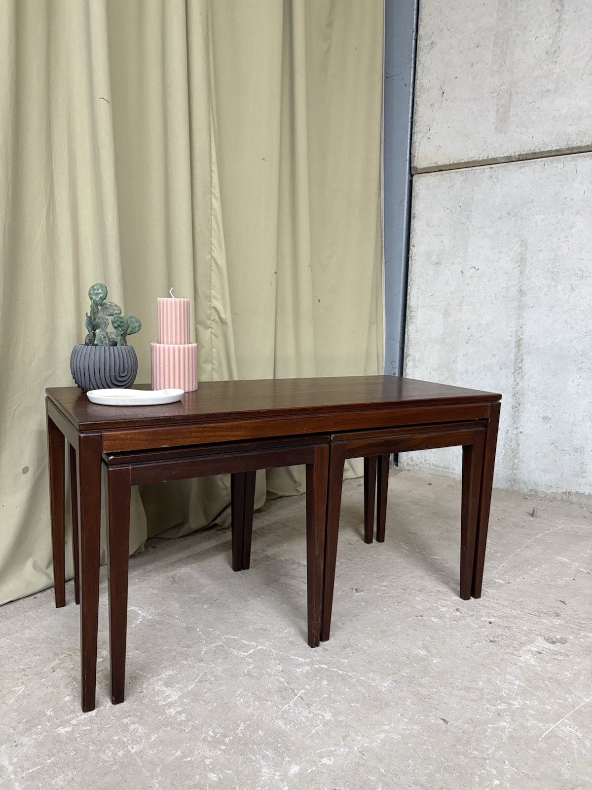 Vtg Mid Century Teak Nest Of Side Tables Scandi Danish Style Retro R1019 photo furniture