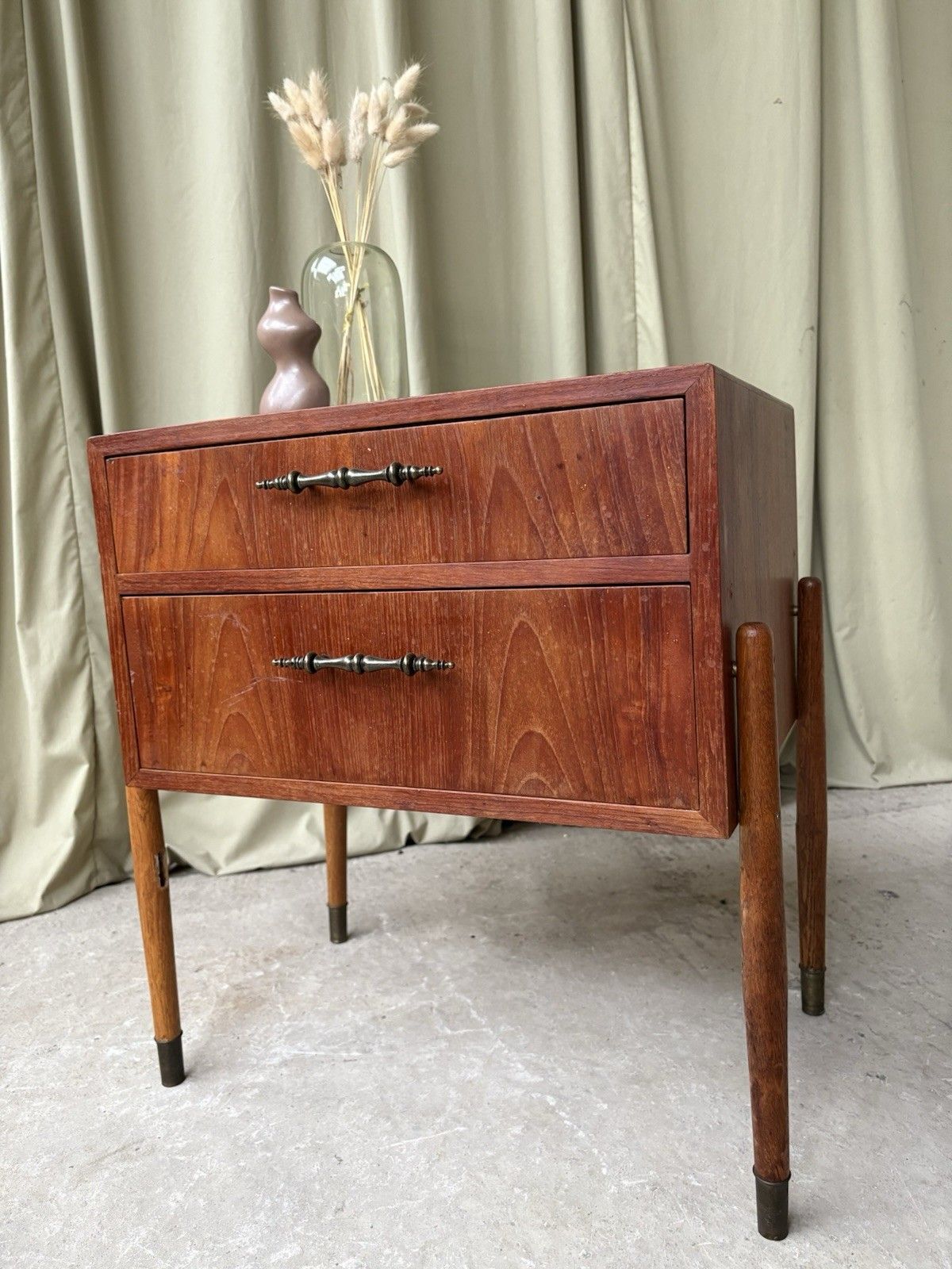 Vtg Mid Century Danish Teak Chest Of Drawers Bedside Scandi Retro R1020 photo furniture