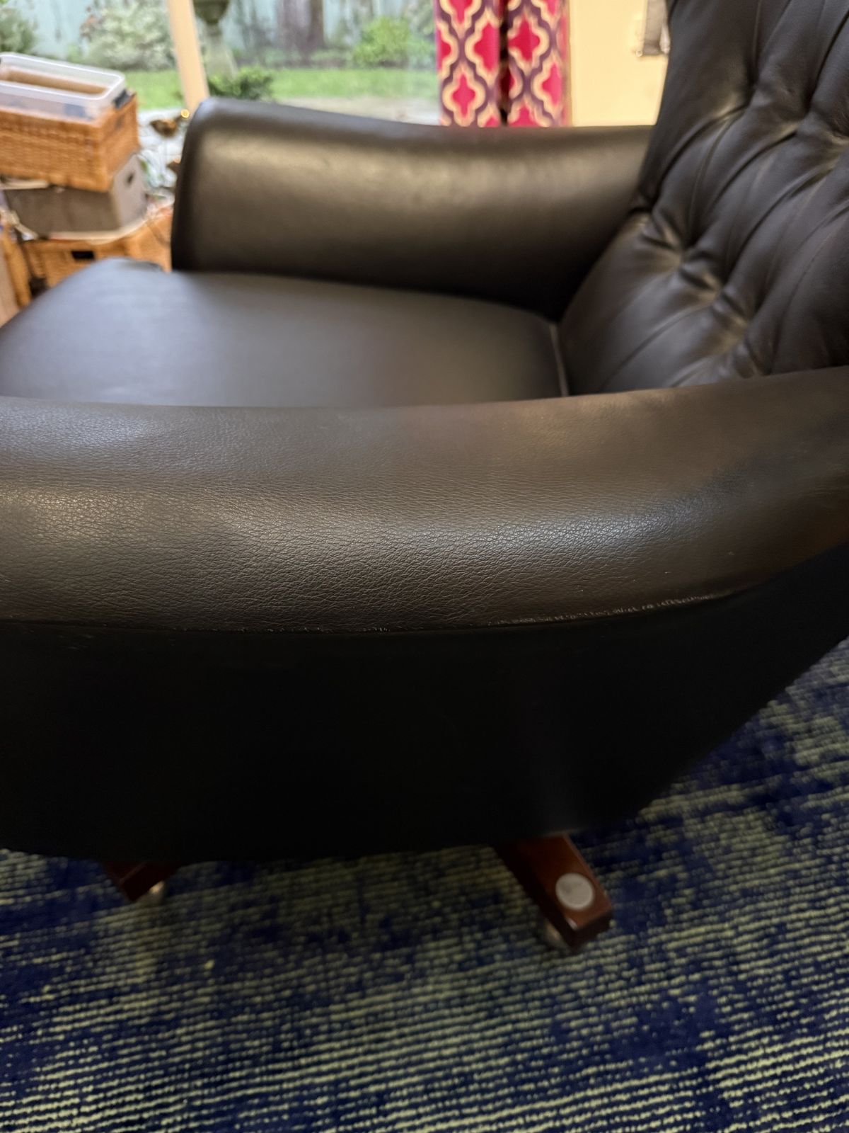 Furniture G Plan Vintage:  The 62 Leather Swivel Black Leather Armchair photo