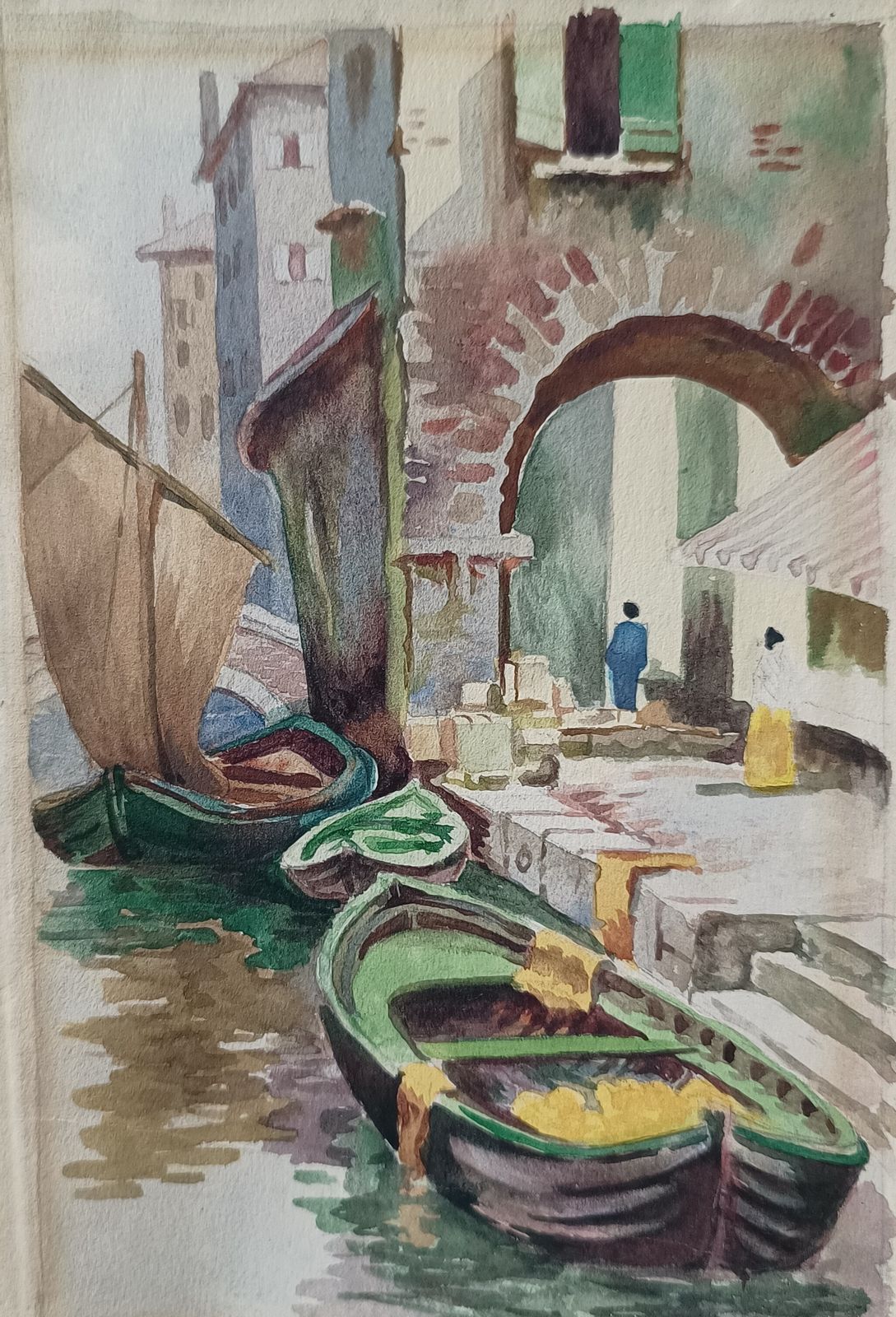 Original Watercolour Painting Whitney Quayside Scene Unframed.