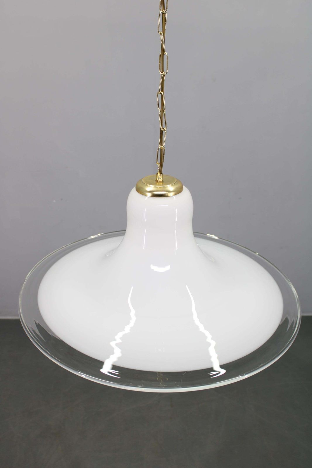 Italian Mid Century Glass And Brass Pendant Light, 1960s photo Lighting
