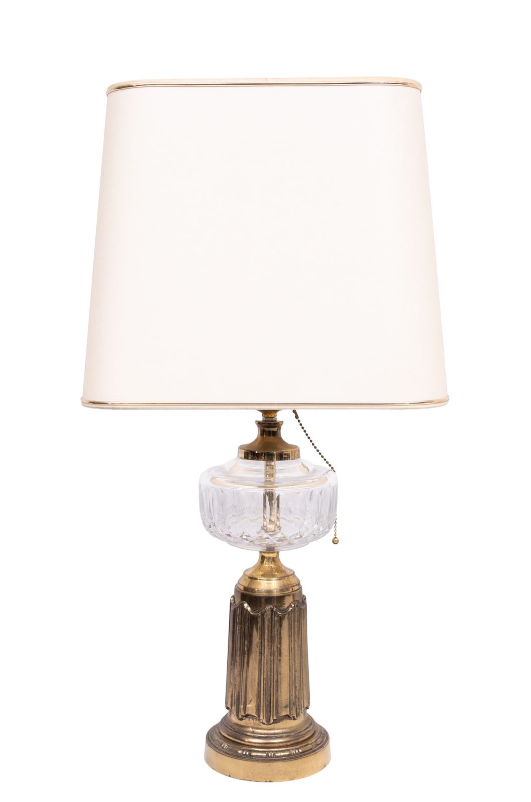 Heyco Set Brass And Crystal Glass Table Lamps With Shades 1960s USA photo furniture