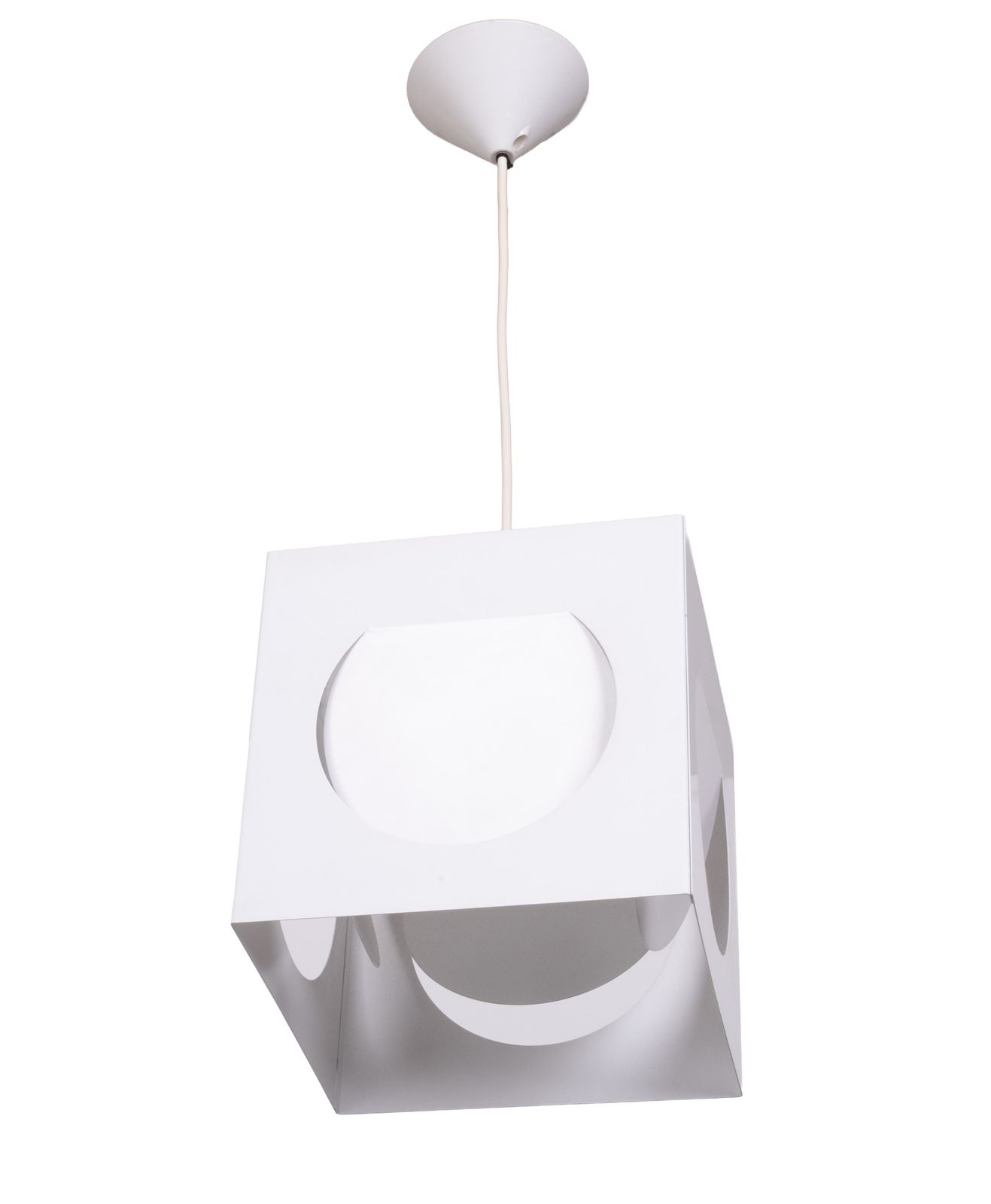 Vierkante Metalen Hanglamp Van Shogo Suzuki Voor Orno, Finland, Ca. Jaren 1960 photo Verlichting