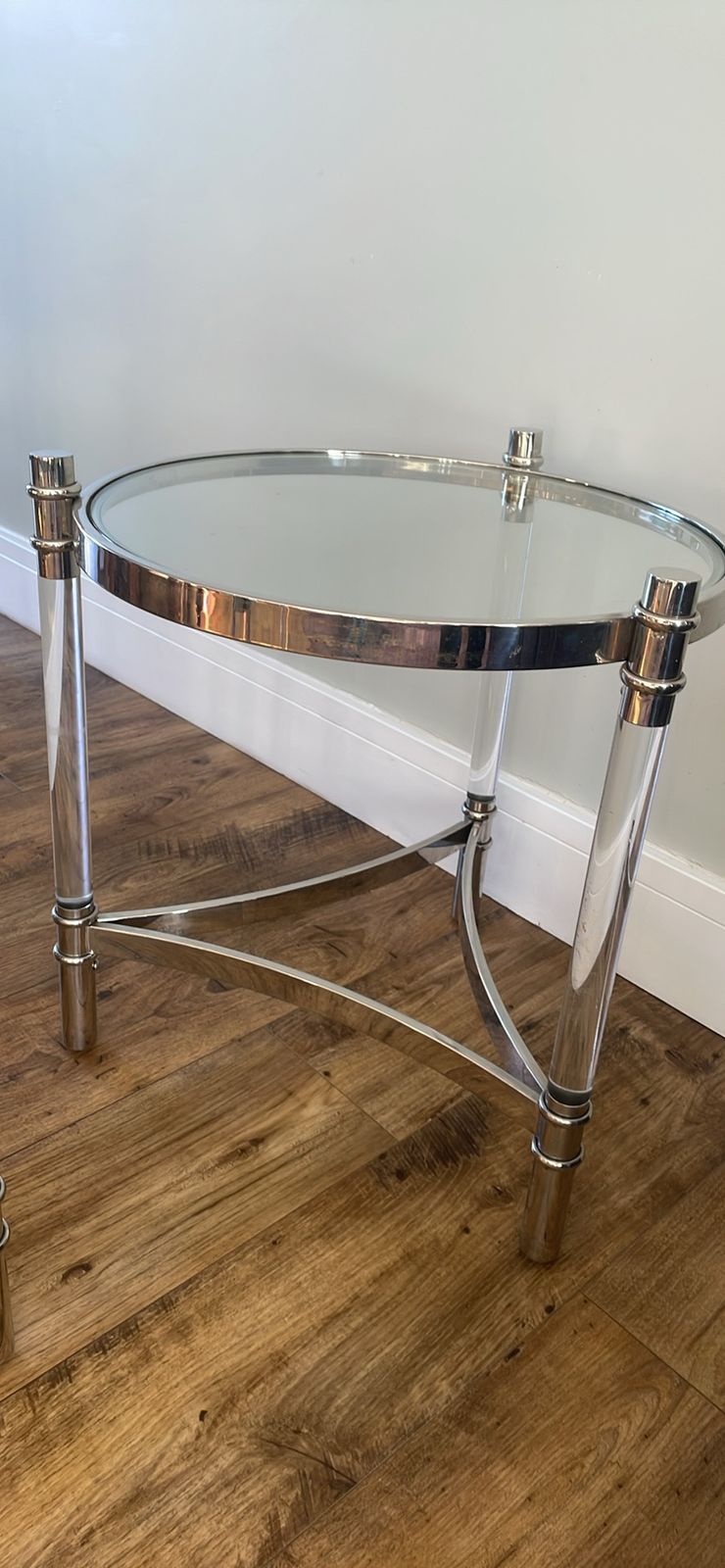 Pair Of Eichholtz Trento Chrome & Glass Side Tables / Occasional Tables photo Furniture