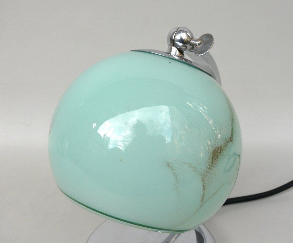 1778.0 Art Deco Bedside Lamp In Chrome Plated & Glass Shade, 1930s photo