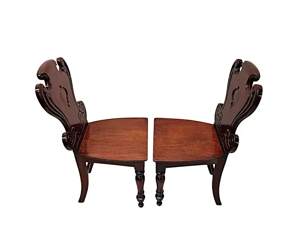 A Very Rare And Fine 19th Century Irish Set Of Four Hall Chairs photo vintage