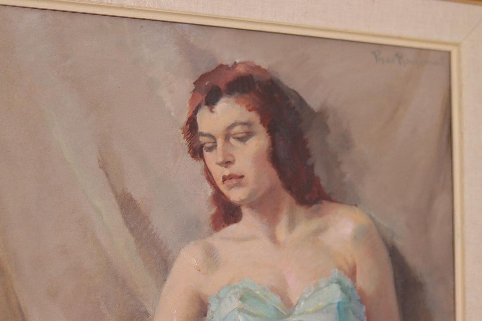 Original French Oil On Canvas – “Woman Portrait” By Philippe De Rougemont – Vintage & Framed – 72.5 × 64 Cm (28.5" × 25.2") photo buy
