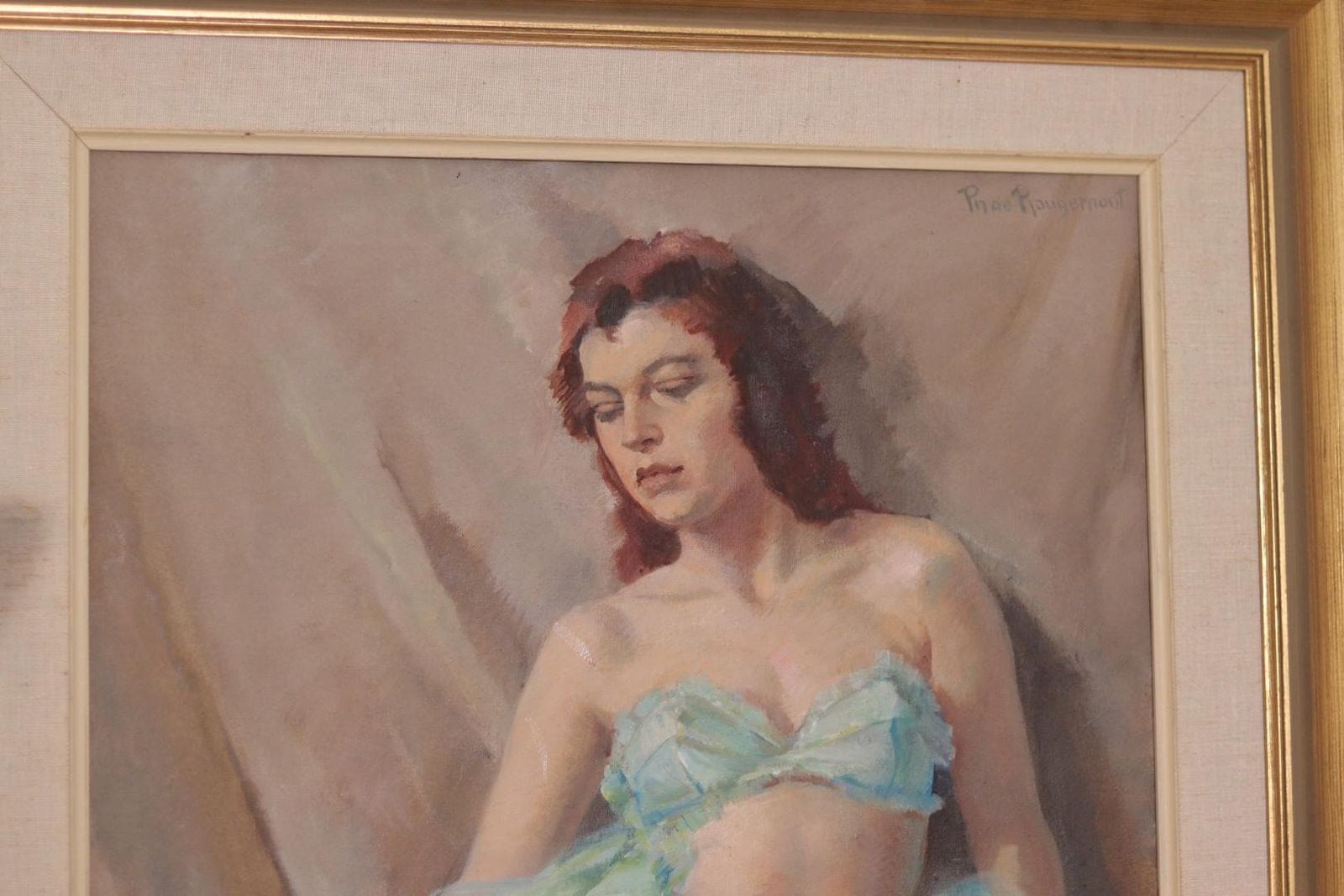 photo buy Original French Oil On Canvas – “Woman Portrait” By Philippe De Rougemont – Vintage & Framed – 72.5 × 64 Cm (28.5" × 25.2")