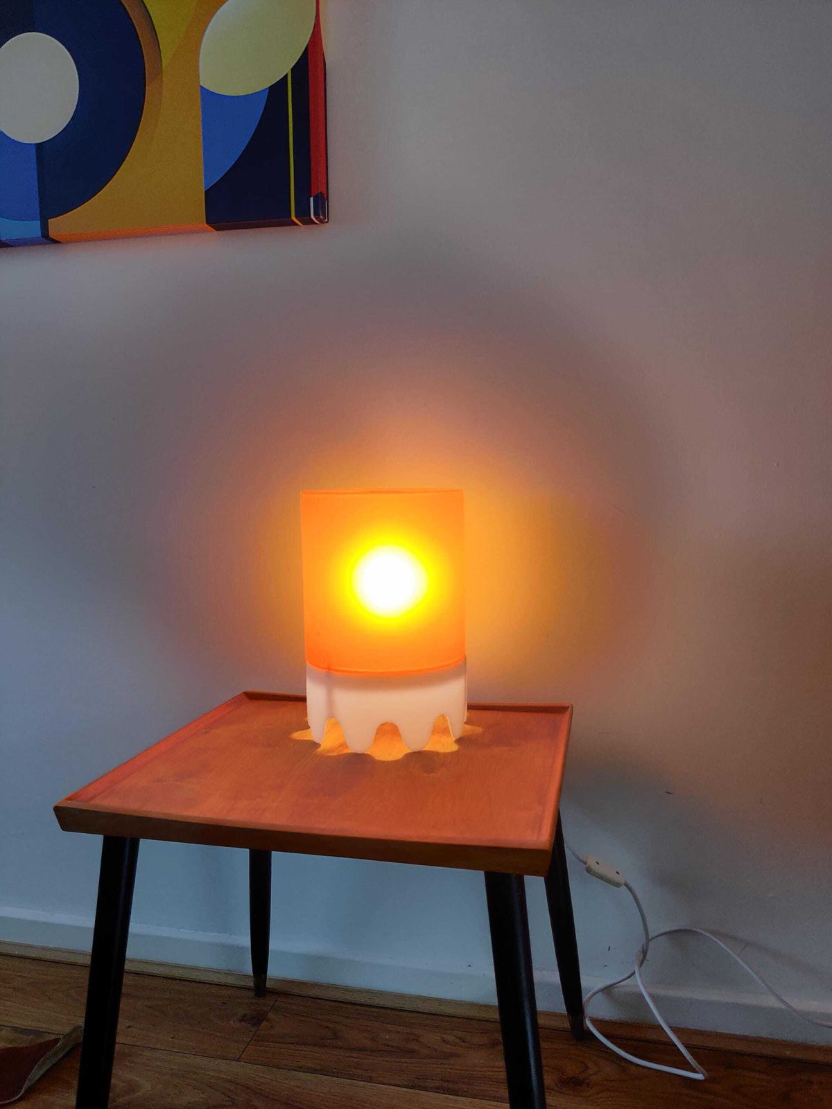 Rare Vintage 90s Habitat Made In Italy Orange Plastic Lamp, Vintage, Mid Century,Space Age Y2k Table Lamp. photo buy