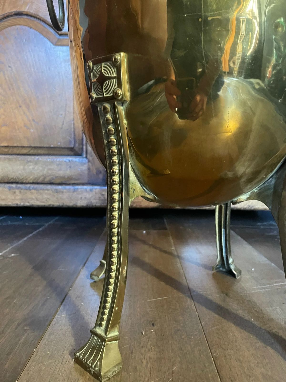 19th C Brass Coal Bucket, 1800s photo for sale
