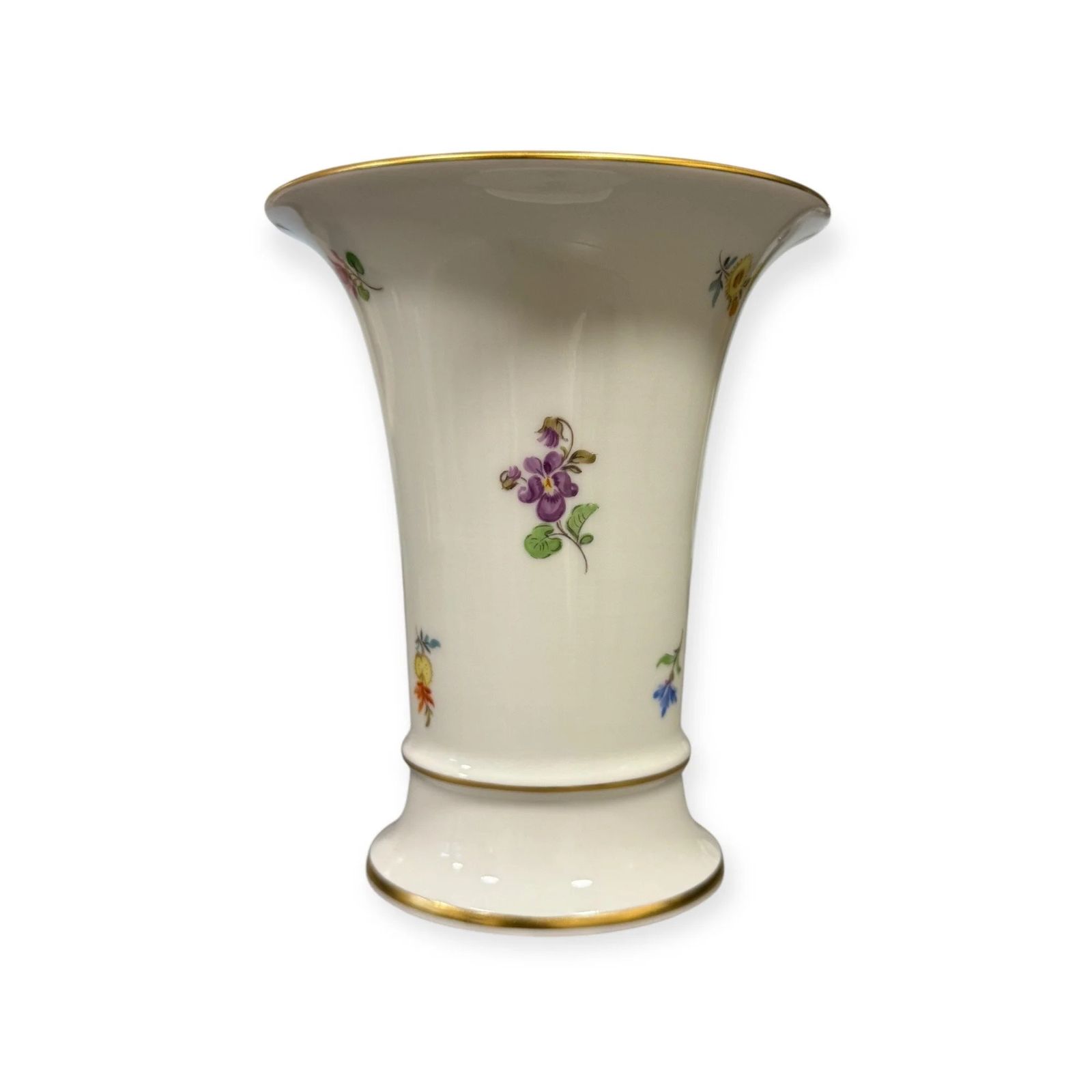 Meissen Porcelain Vase With Floral Sprigs & Gilt Rim Germany, C.1950s photo furniture