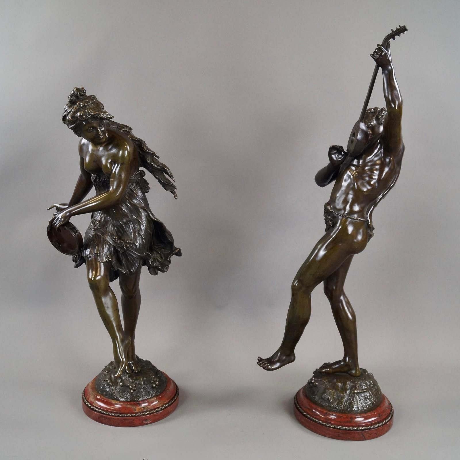 A Large Pair Of Bronze Figures By Rousseau photo furniture