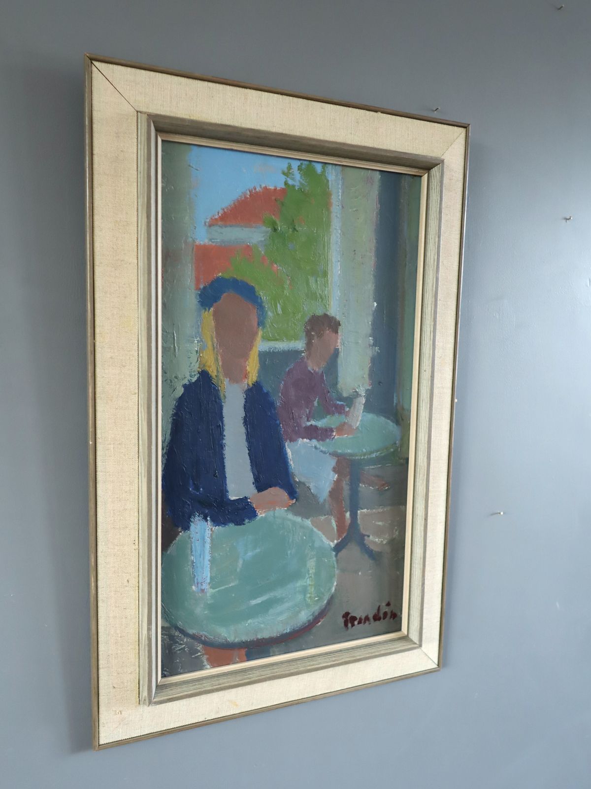 Cafe Corner  Oil Painting, Mid 20th Century photo furniture