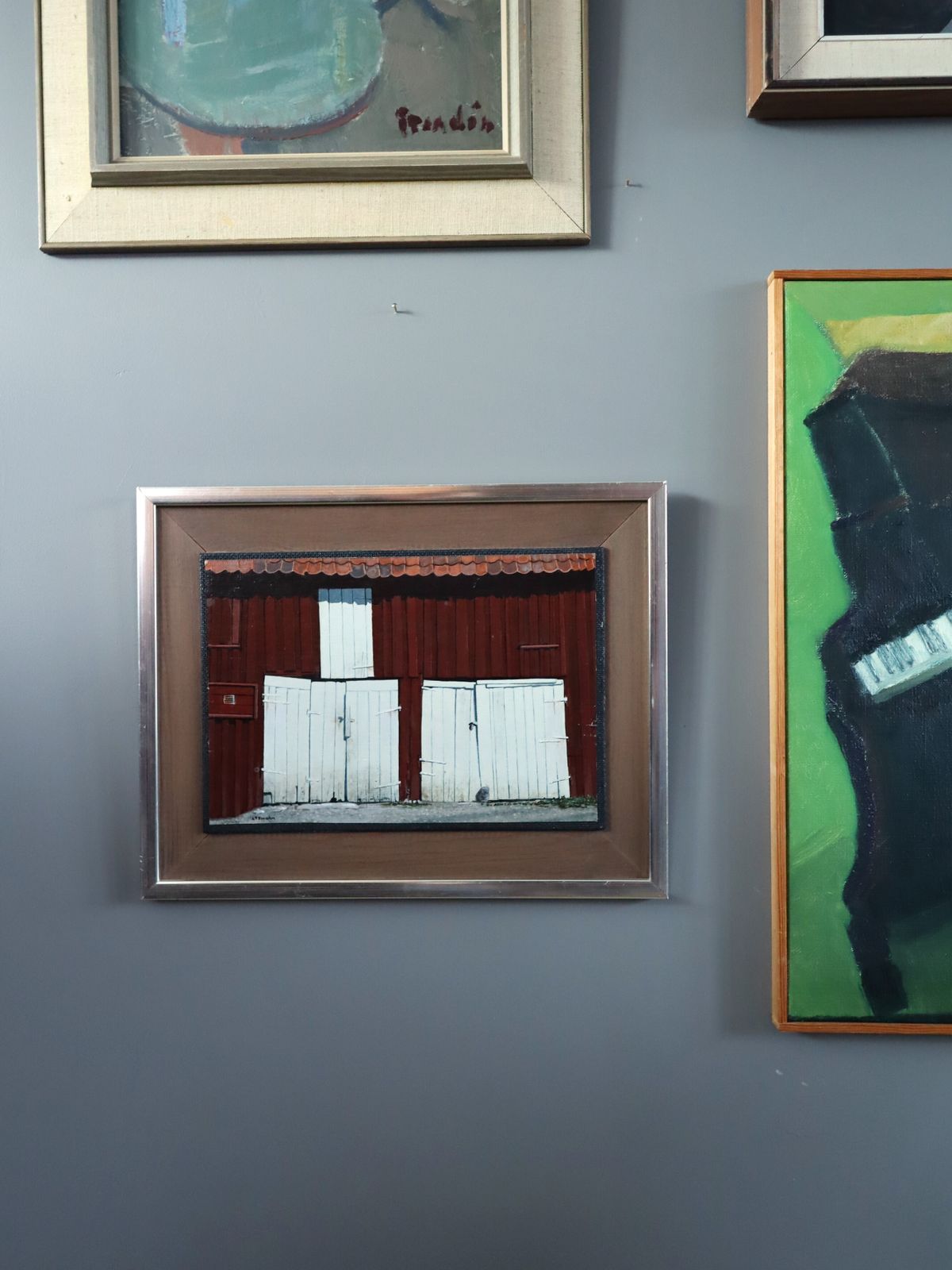 The White Doors, Oil Painting, Mid 20th Century photo for sale