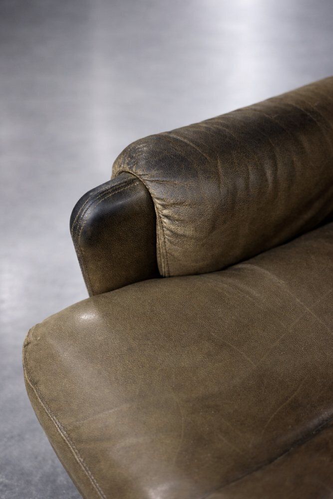 Mid Century Modern German Brown Leather Lounge Swivel Chair From Musterring, 1960s photo for sale